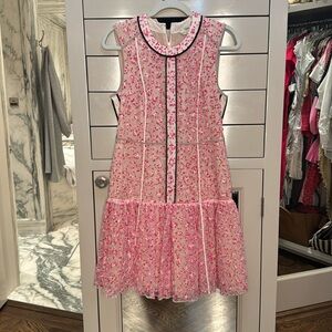Fendi Italian size 44 silk and velvet embroidered embellished dress.